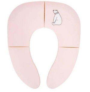 Asiento de baño plegable para viaje para niños - ventosas antideslizantes - color rosado