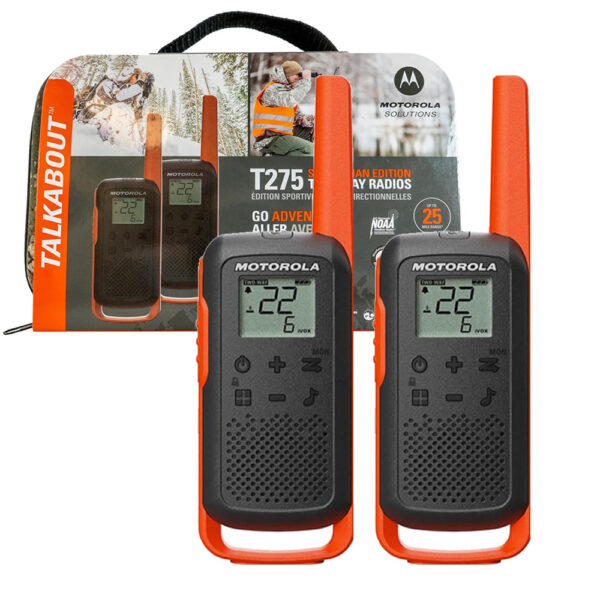 Motorola Walkie Talkie Talkabout T275 Kit de 2 Radios Combo Maleta+Audifono