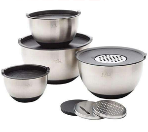 Set de 4 bowls con tapa y rayador