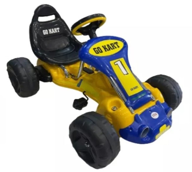 Carro Coche De Pedales Niños Color Amarillo con Azul