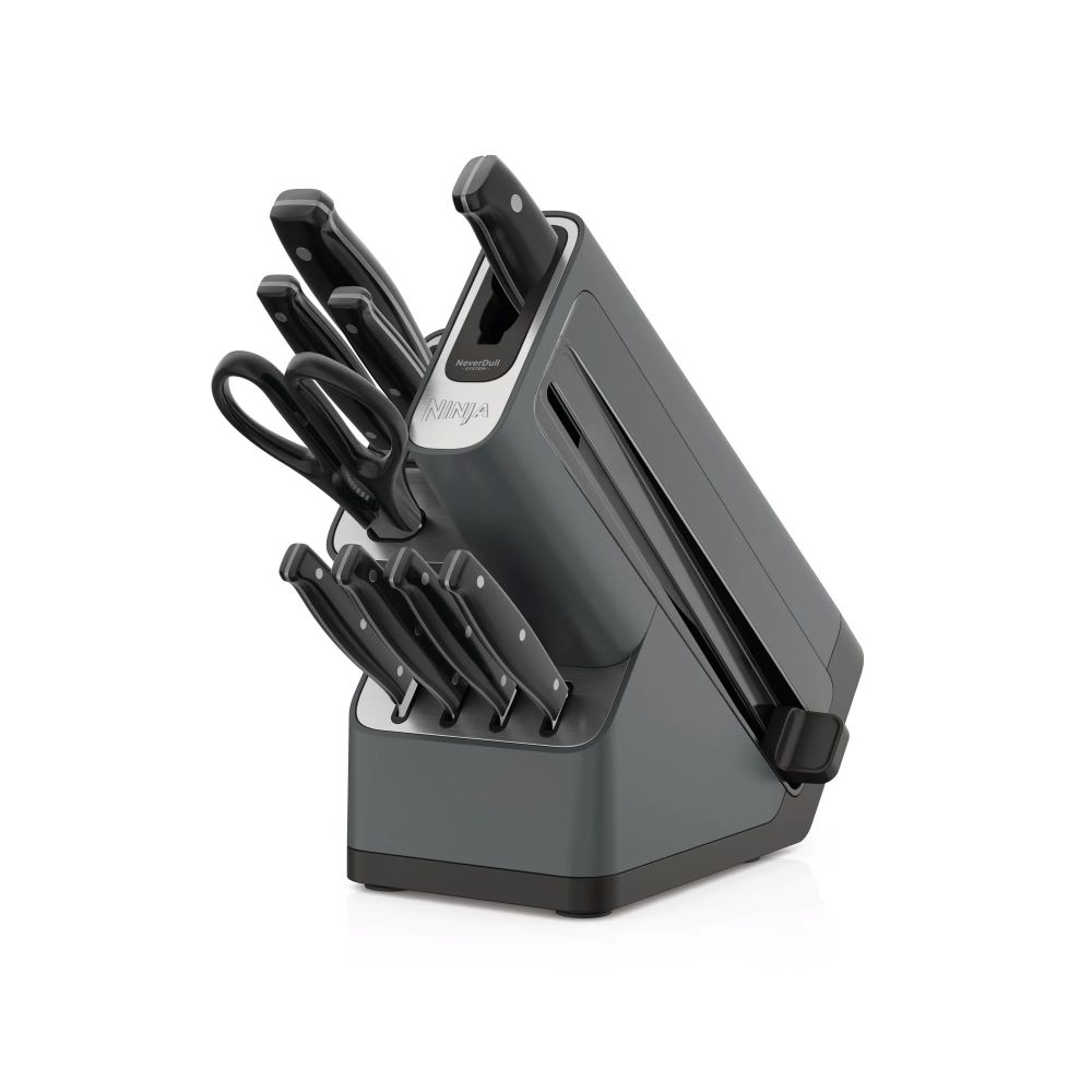 Cuchillos ninja foodie esenciales 10 piezas con afilador, acero inoxidable