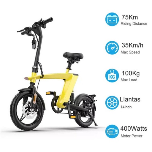 [Bicicleta Eléctrica G-Bike H1 Max Plegable 400W Vel25-35km/h Dis75Km 14in] Bicicleta Eléctrica G-Bike H1 Max Plegable 400W Vel25-35km/h Dis75Km 14in